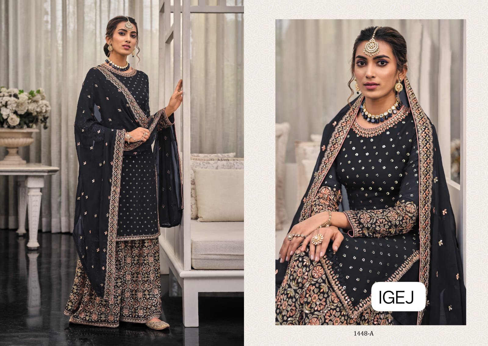 Heavy Fox Georgatte With Embriodery Siquance & Multiple Thread Work Inner Attached Santoon