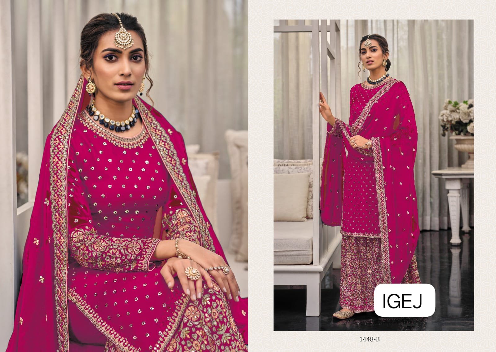 Heavy Fox Georgatte With Embriodery Siquance & Multiple Thread Work Inner Attached Santoon - Image 5