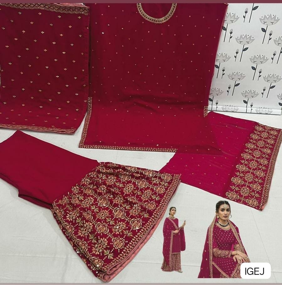 Heavy Fox Georgatte With Embriodery Siquance & Multiple Thread Work Inner Attached Santoon - Image 6