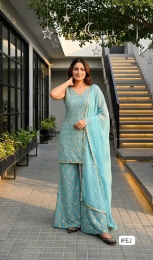 NEW DESIGNER HEAVY STAR GEORGEET 3 PIS SUIT SET COLLECTION