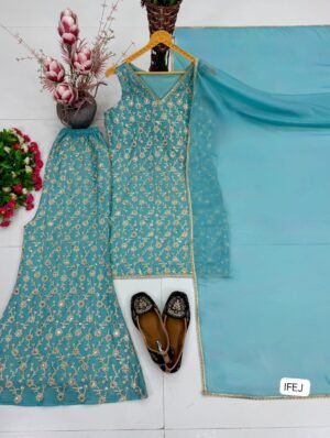 Alternative view of NEW DESIGNER HEAVY STAR GEORGEET 3 PIS SUIT SET COLLECTION