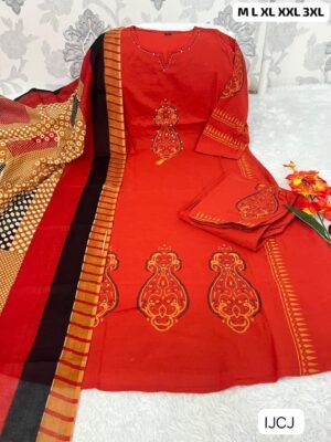 Alternative view of Upgrade your ethnic wardrobe with this elegant Jaipuri cotton suit set,