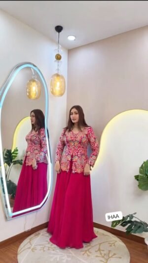 THIS FESTIVAL SEASON , TRY OUR DESIGNER TOW PIECE ARTICLE, TOP AND PLAZZO WITH SEQUENCE EMBROIDERY WORK