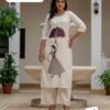 Featuring Beautiful Suit Sets in PURE KHADI COTTON Top With Plazzo, it is beautifully decorated with Multi thread work desgins