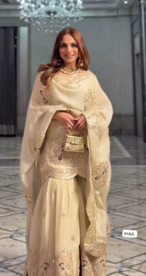 Presenting New Designer Collection In Pure Chinnon With Heavy Embroidery Coding Dori-Sequence Work Top-Bottom And Dupatta Set Fully Stitched Ready To Wear