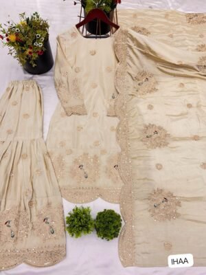 Alternative view of Presenting New Designer Collection In Pure Chinnon With Heavy Embroidery Coding Dori-Sequence Work Top-Bottom And Dupatta Set Fully Stitched Ready To Wear