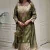 Presenting New Designer Collection In Roman simmer silk With Embroidery Work Top-Bottom And Dupatta Set Fully Stitched Ready To Wear