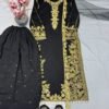 NEW DESIGNER EID SPECIAL HEAVY EMBROIDERY CHINE SEQUENCE WORK 3 PIS SUIT SET