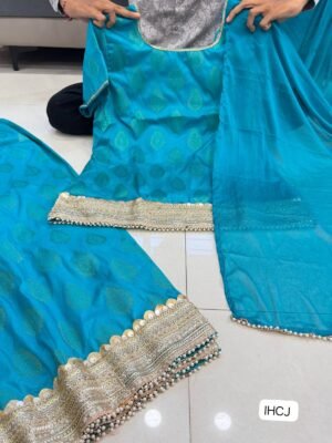 Alternative view of Elevate your ethnic wardrobe with this elegant Banarasi Sharara Set,