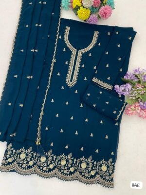 Alternative view of Blooming Fox Georgette with Heavy Embroidered 3mm Sequence Work