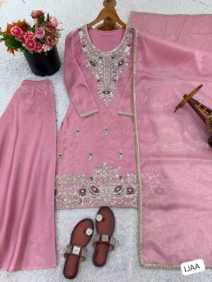 Alternative view of Silk And Heavy Embroidery Sequence Work Top-Bottom And Dupatta Set Fully Stitched Ready To Wear Collection