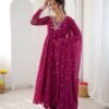 Presenting New Designer Collection In Faux Georgette With Embroidery Work Gown And Dupatta Set 