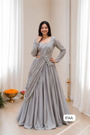 Get festive ready in our new Trending stylish Lehenga  Choli set  With Embroidery Work detailing.
