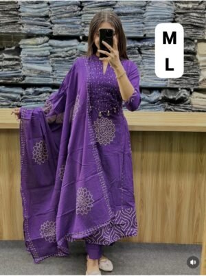 Alternative view of Beautiful Summer Special Heavy Pintex Work Aline Style Kurta 3 pcs set with new style_