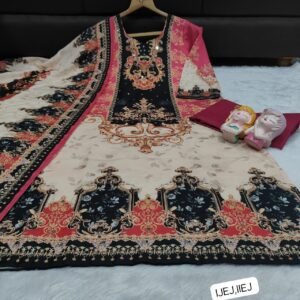 Alternative view of New Arrival: Premium  Maslin Suit with Real Mirror and goldn thread Work