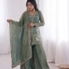 Launching New Party Wear Look Pur Heavy Fendy Silk Top Plazzo & Dupatta Set