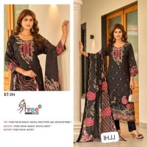 Pure Viscous Maslin Digital Print and  Aari Work