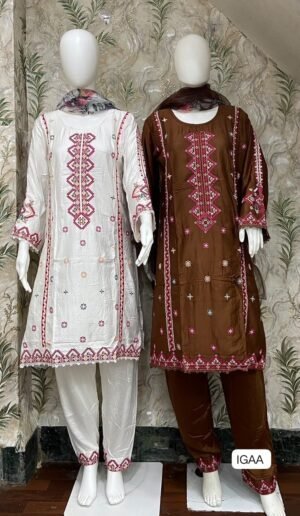 REYON SATIN WITH  HAVY Embroidery DIGITAL  PRINT