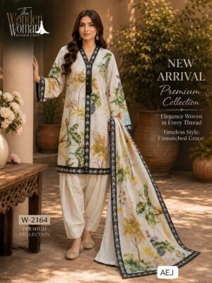 Premium Satin Fabric Elegant Floral Print With Farshi Shalwar & Digitally Printed Chinnon Duppata 