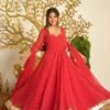Elegant Georgette Bandhani Flared Gown with Dupatta