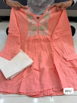Launching New  Đěsigner Pure Cotton With Original Embroidery Work Top With Plazo