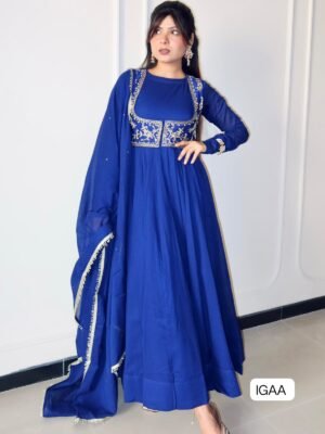 AK-Series New Designer Party Gown With Jacket & Dupatta Set