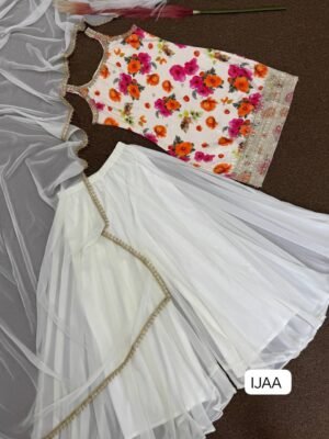 Alternative view of READY TO WEAR COLLECTION 3 PIECE FANCY KURTI WITH BEAUTIFUL FLAIRED PLAZZO AND DUPATTA