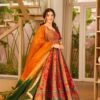 Anarkali Gown  chinon silk digital printed padded gown with 54+gown length !! 5miter Huge Flair outfit