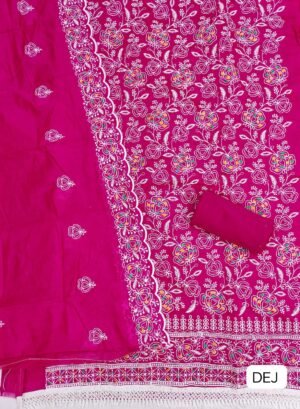 Alternative view of HEAVY CHANDERI NECK EMBROIDERY