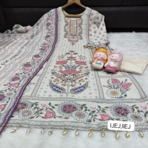 Alternative view of These stunning ethnic sets are crafted from premium Maslin fabric, known for its buttery-smooth texture, natural sheen, and lightweight comfort