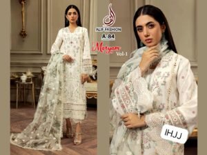 PURE CAMBRIC COTTON WITH HEAVY EMBROIDERY WORK WITH MOTI WORK
