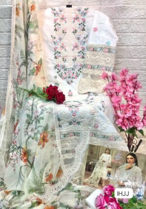 Alternative view of PURE CAMBRIC COTTON WITH HEAVY EMBROIDERY WORK WITH MOTI WORK