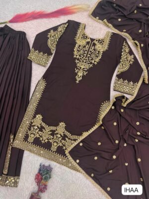 Alternative view of PRESENTING 3 PIECE STYLISH TOP, PLAZAA AND DUPATTA WITH BEAUTIFUL EMBROIDERY SEQUENCE WORK