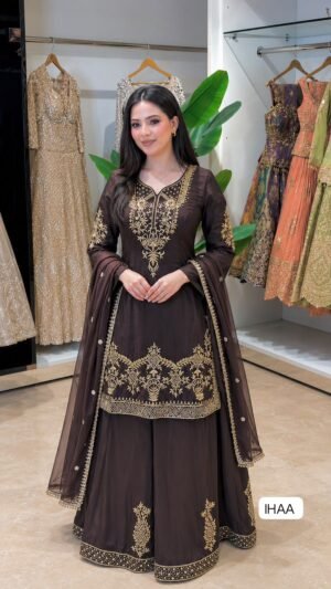 PRESENTING 3 PIECE STYLISH TOP, PLAZAA AND DUPATTA WITH BEAUTIFUL EMBROIDERY SEQUENCE WORK