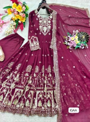 Alternative view of Pure Fox Georgette With Embroidery 5mm Sequences Work With Full-Sleeves With (Ped&Latkan Dori)
