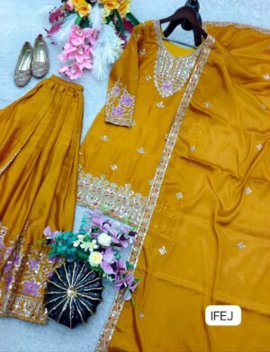 Launching New Design Trending Cinon Silk Top Sarara & Dupatta Reddy To Wear Look 
