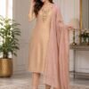 Make every function special with this elegant 3 PCS Designer Kurti Set crafted in rich soft  Kanjivaram Silk fabric