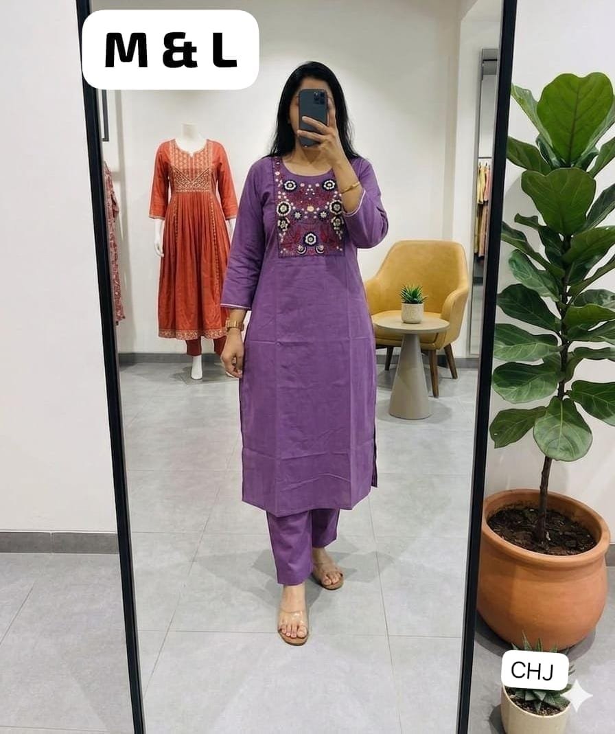 PURE HEAVY DHABU COTTON KURTI WITH PANT