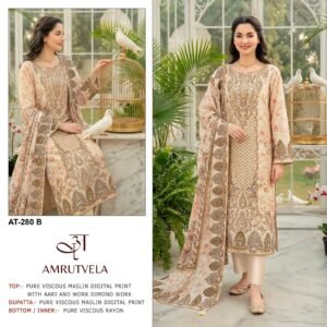 Top Pure viscous Maslin digital print with aari and hand work