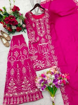 Alternative view of Launching New Design Trending Cp Vicitra Silk(Top&Sarara&dupatta)* Reddy To Wear Look Design