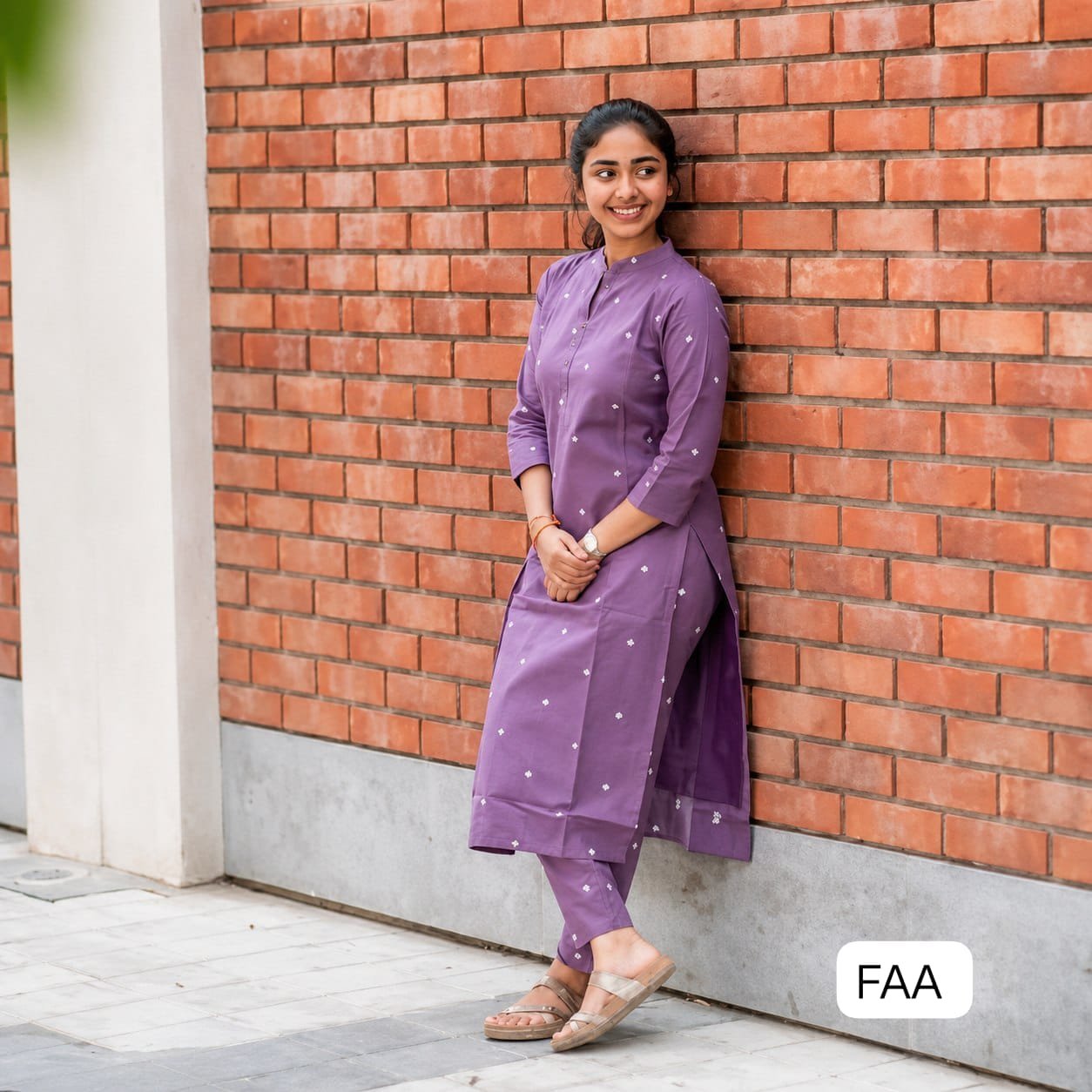 Turn heads with this soothing lavender cotton kurti with matching pant set, crafted for comfort and style.