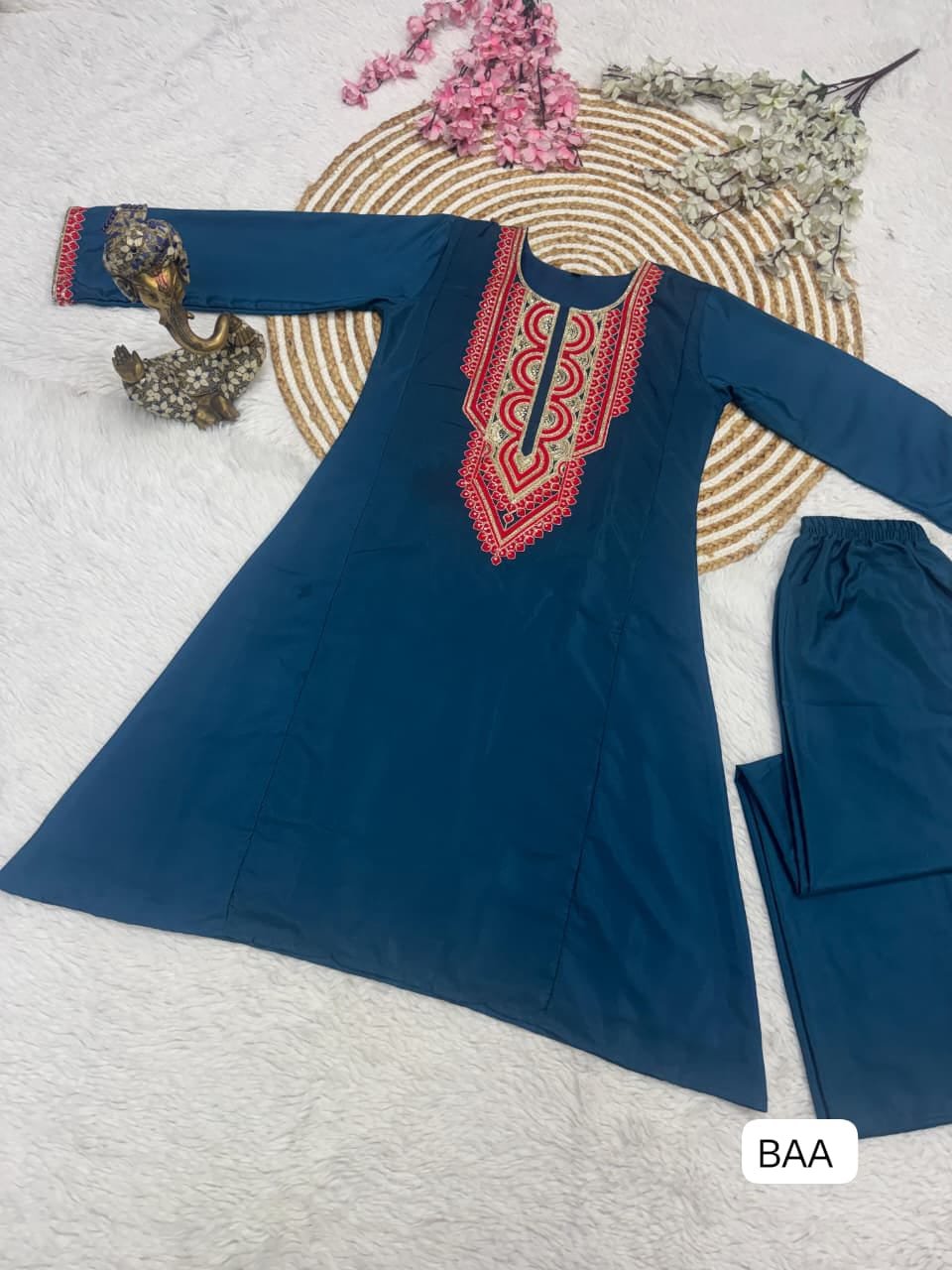 This Pair made French Crepe With Attractive Goergeous Embroidered Work - Image 2