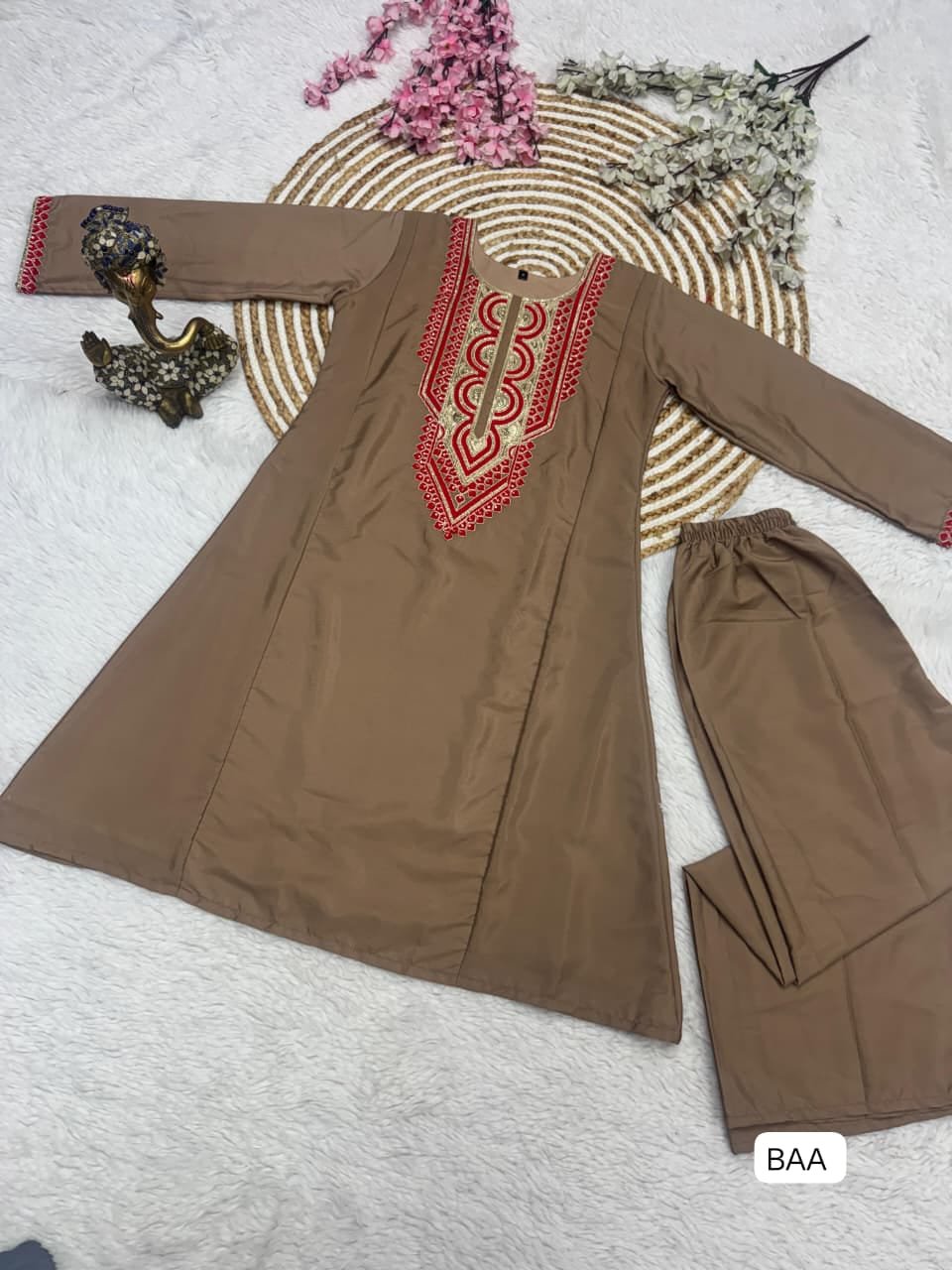 This Pair made French Crepe With Attractive Goergeous Embroidered Work - Image 4