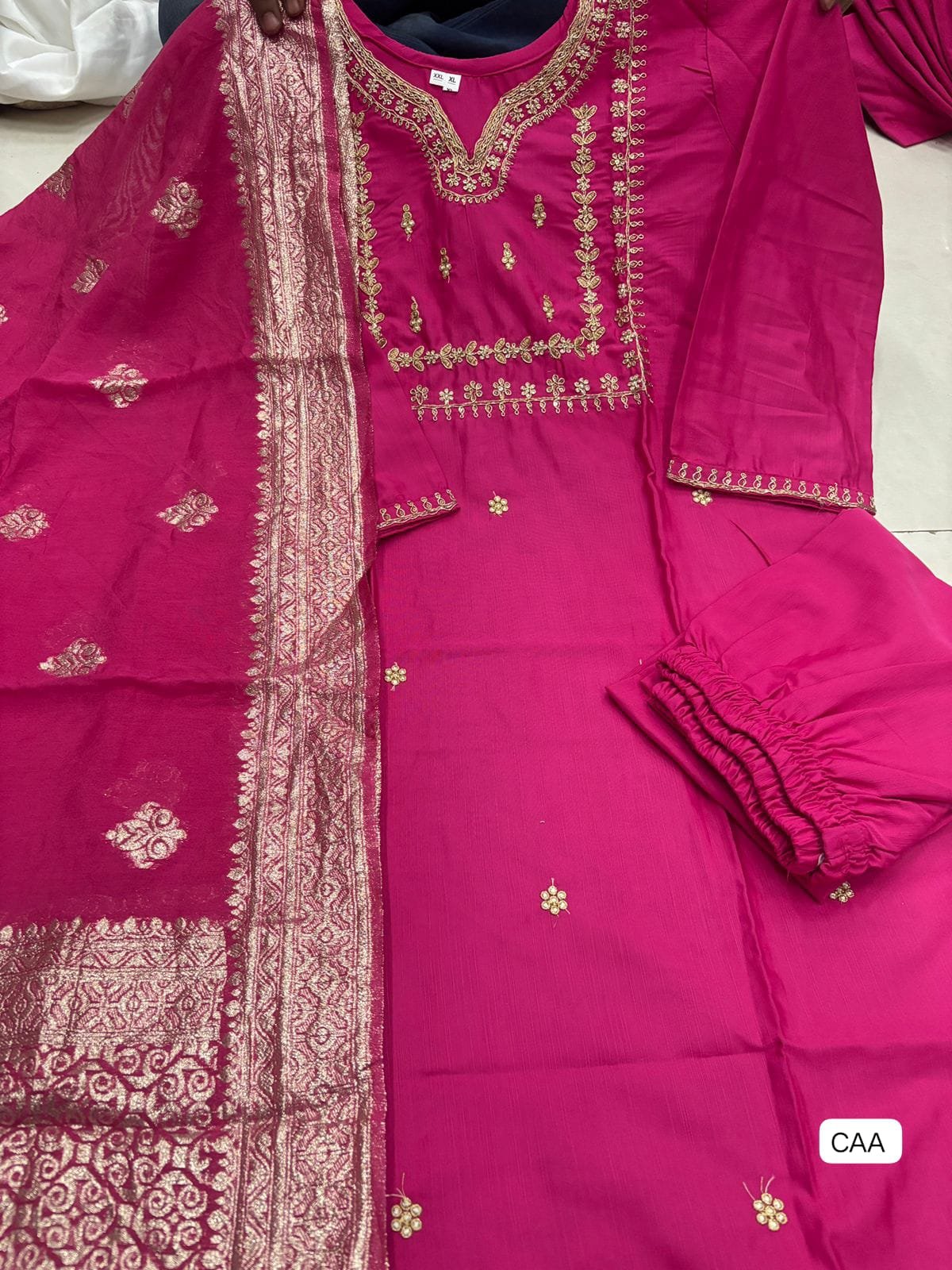 PRESERNTING NEW STYLISH DESIGNER HEAVY ROSE GOLD EMBROIDERY WORK WITH PENT - Image 2