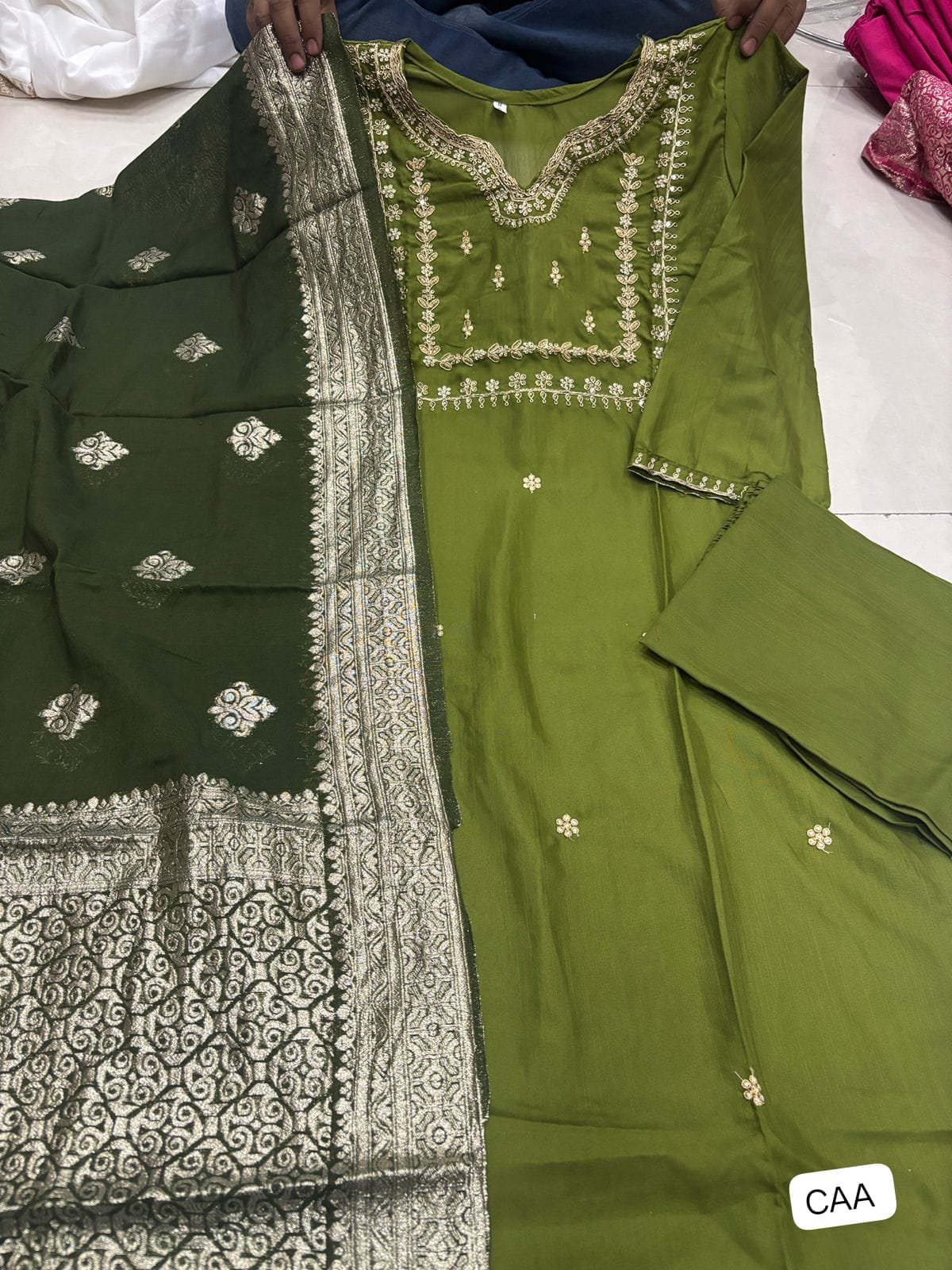 PRESERNTING NEW STYLISH DESIGNER HEAVY ROSE GOLD EMBROIDERY WORK WITH PENT - Image 5