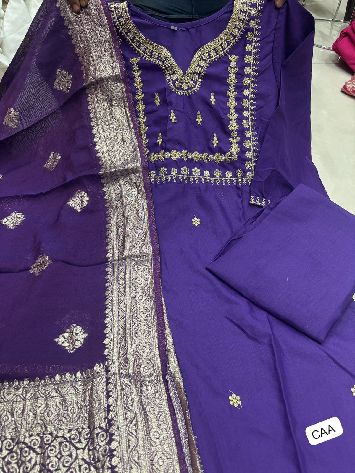 PRESERNTING NEW STYLISH DESIGNER HEAVY ROSE GOLD EMBROIDERY WORK WITH PENT - Image 6