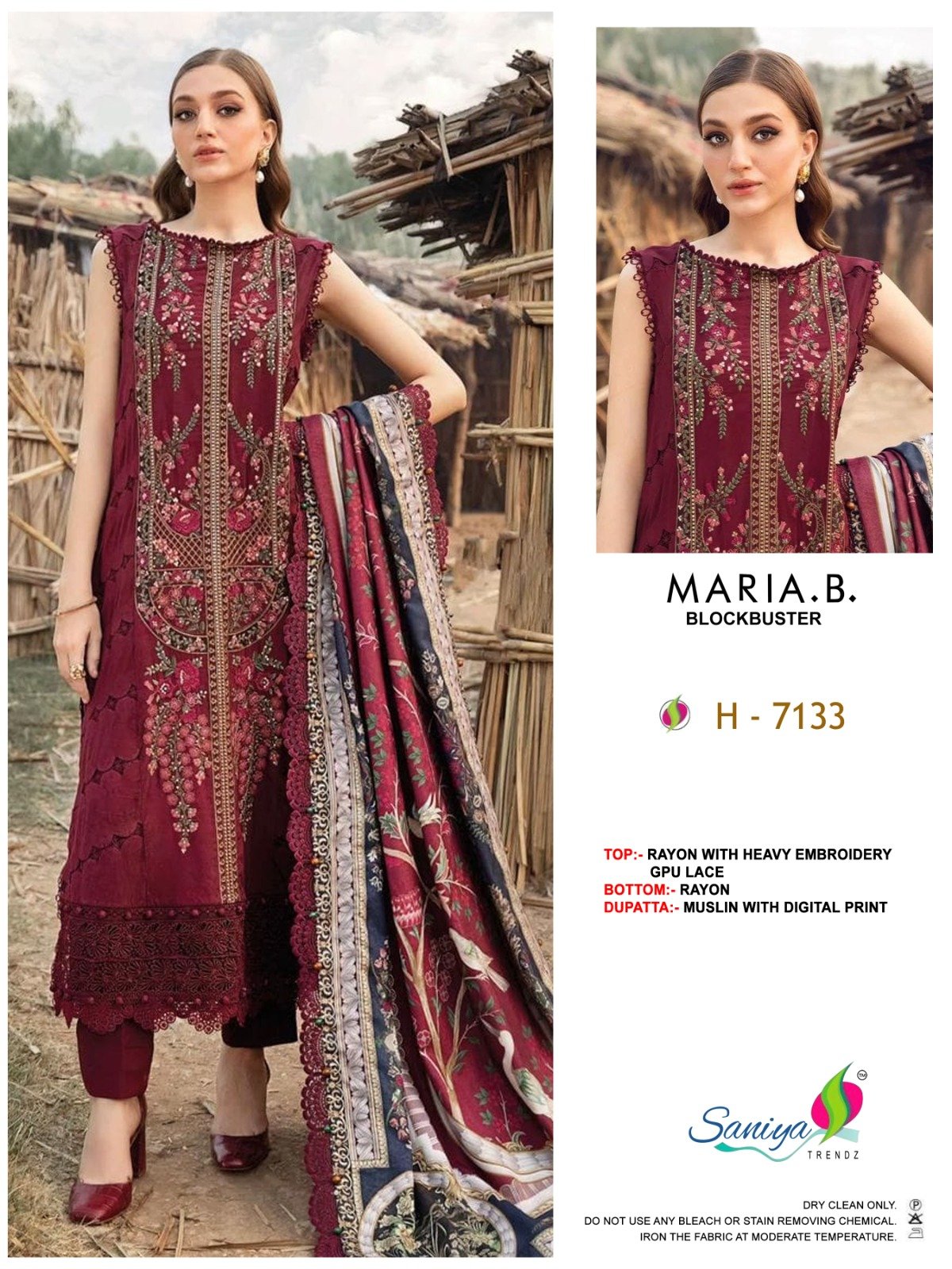 Saniya Trendz Reyon Cotton Embroidered