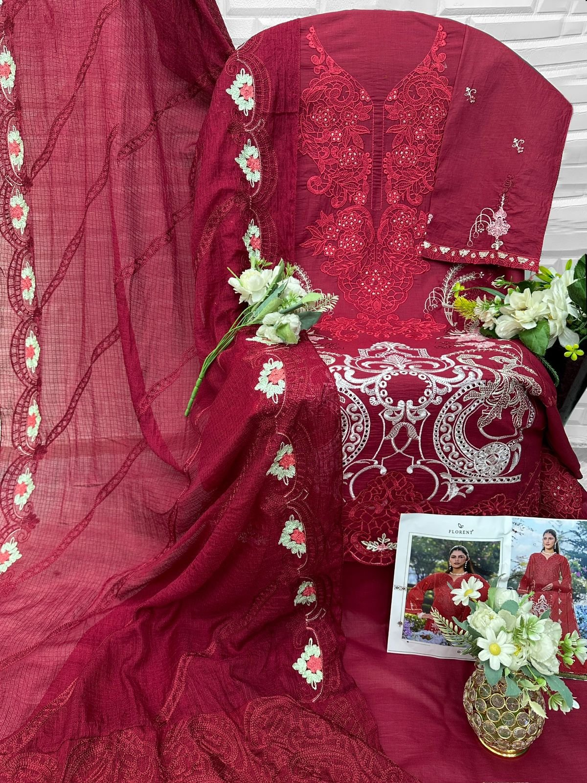 CAMBRIC COTTON WITH HEAVY EMBROIDERY WORK