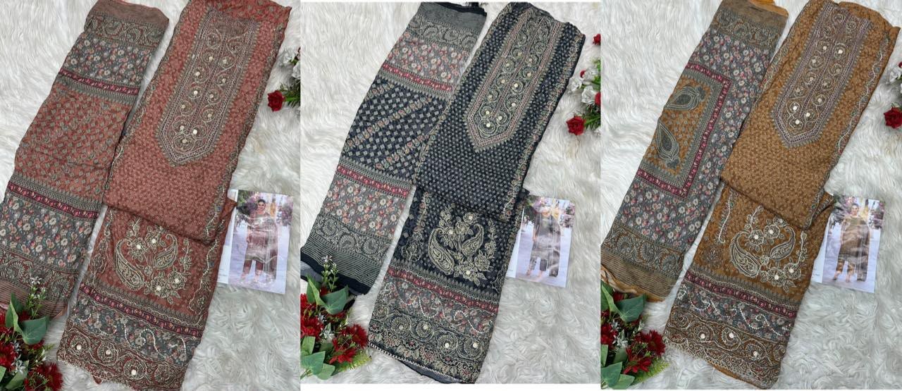 Top Pure viscous Maslin digital print with aari and hand work - Image 2