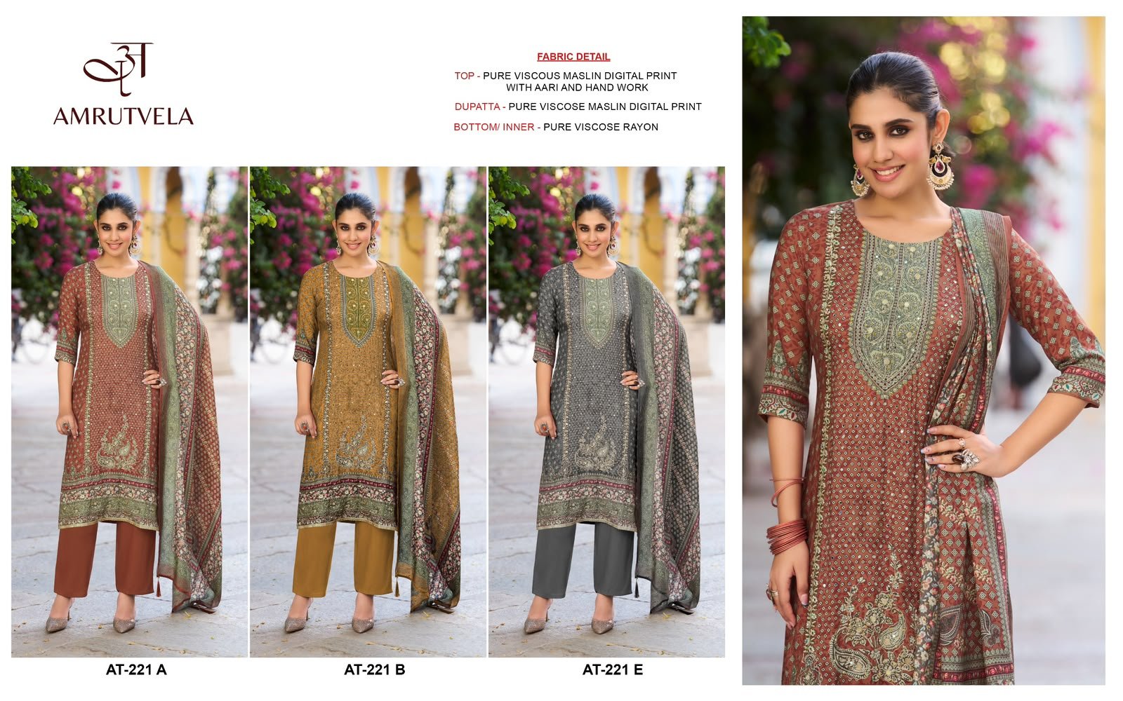 Top Pure viscous Maslin digital print with aari and hand work